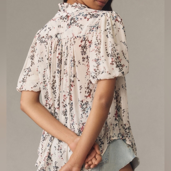 The Estela Sheer Printed Blouse: Short-Sleeve Edition - Picture 2 of 6